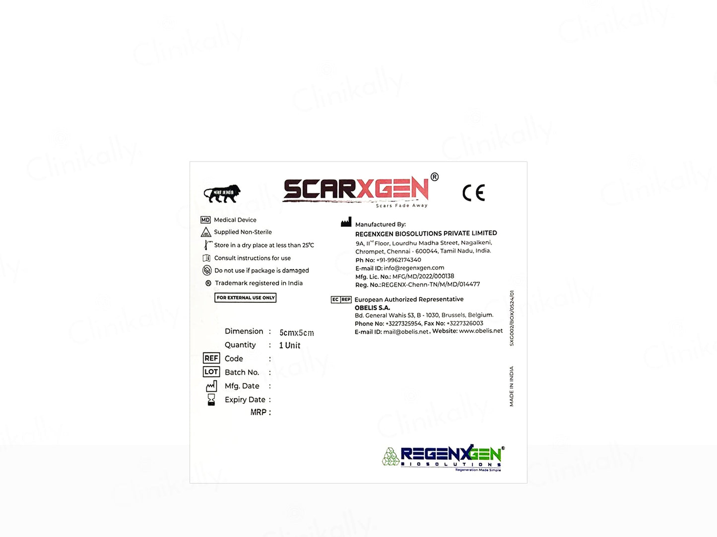 Scarxgen Silicone Gel Sheet For Hypertrophic Scars & Keloid