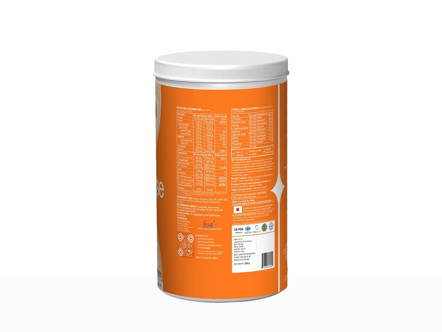 Beautywise Advanced Marine Collagen Peptides For Skin, Hair & Nails - Mango Peach Flavour