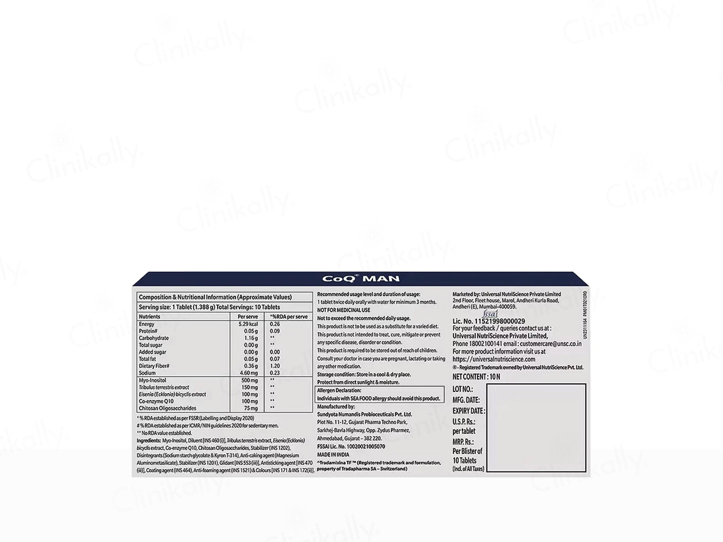 CoQ Man Nutraceutical Tablet For Adult Men