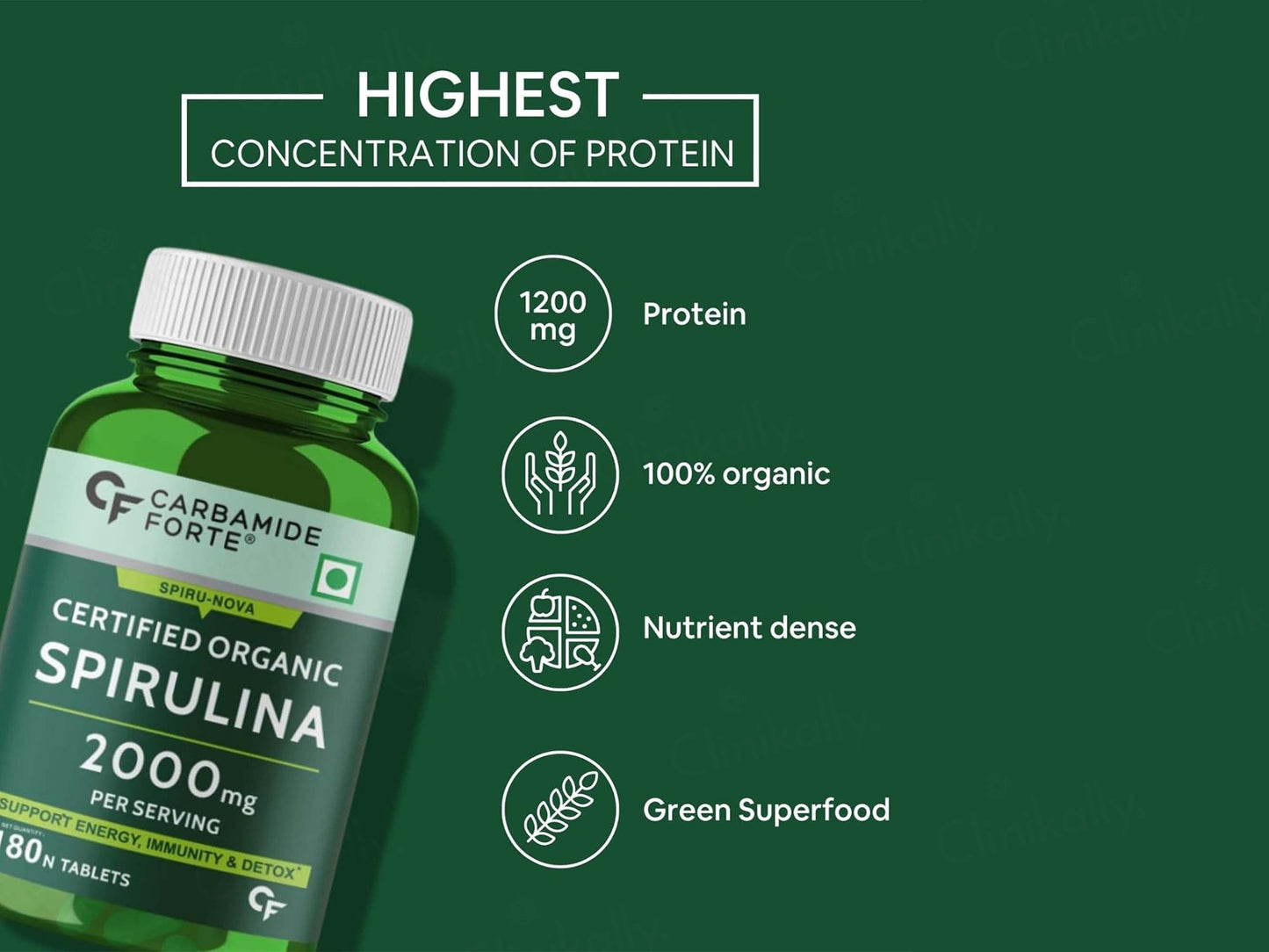 Carbamide Forte Organic Spirulina 2000mg Tablet