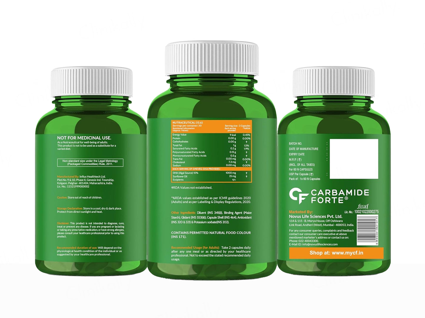 Carbamide Forte Vegetarian Omega-3 1000mg With Algal DHA 10% Liquid Filled Capsule