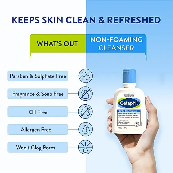 Cetaphil Gentle Skin Cleanser for Face & Body – 125ml, 250ml, 500ml, 1L | For Dry, Sensitive, Normal & Combination Skin