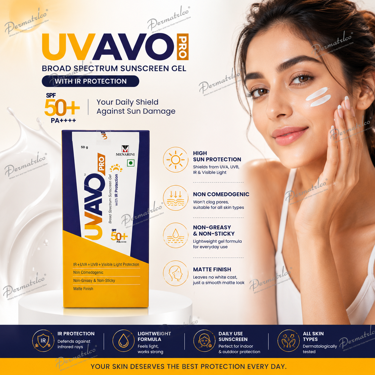 UVAVO PRO SPF 50+ PA++++ Sunscreen Gel