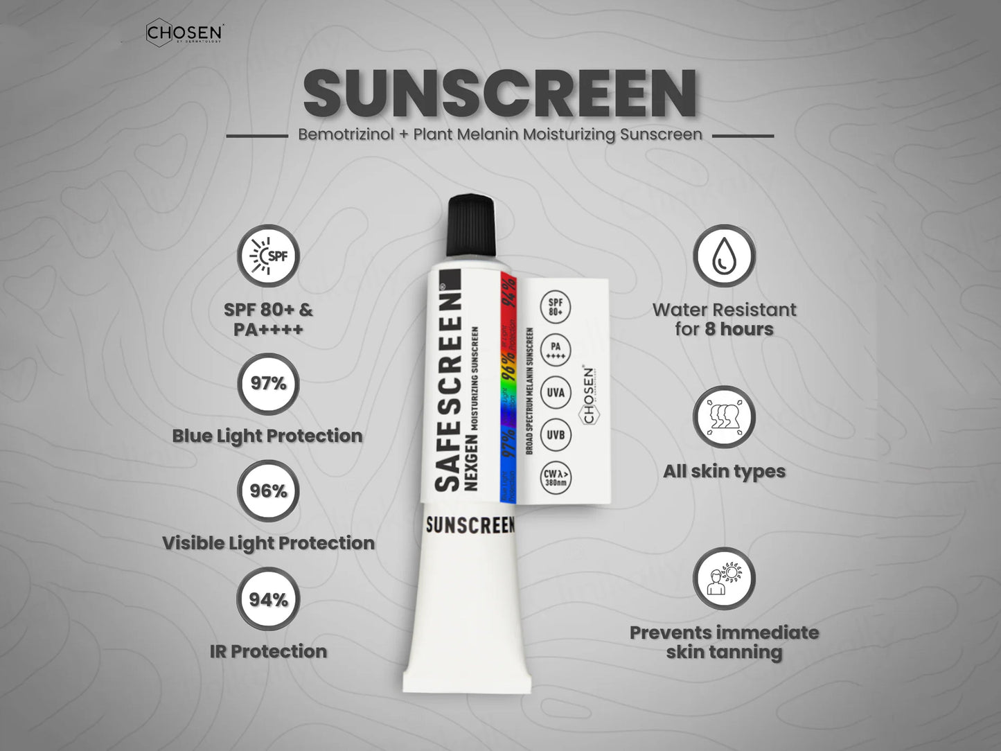 Chosen Safescreen Nexgen Moisturizing Melanin Sunscreen SPF 80+ PA++++