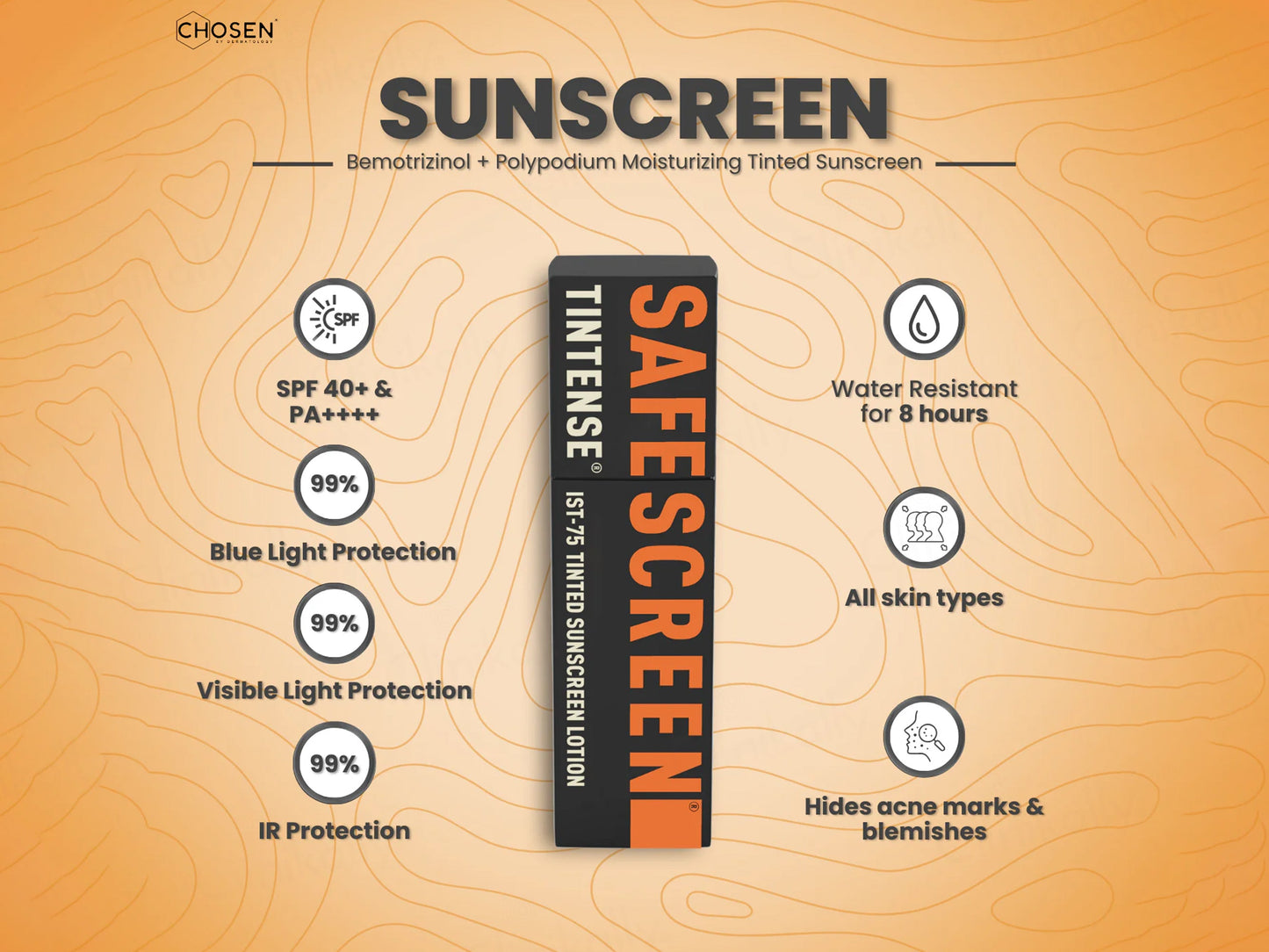 Chosen Safescreen Tintense IST-75 Tinted Sunscreen Lotion SPF 40+ PA++++