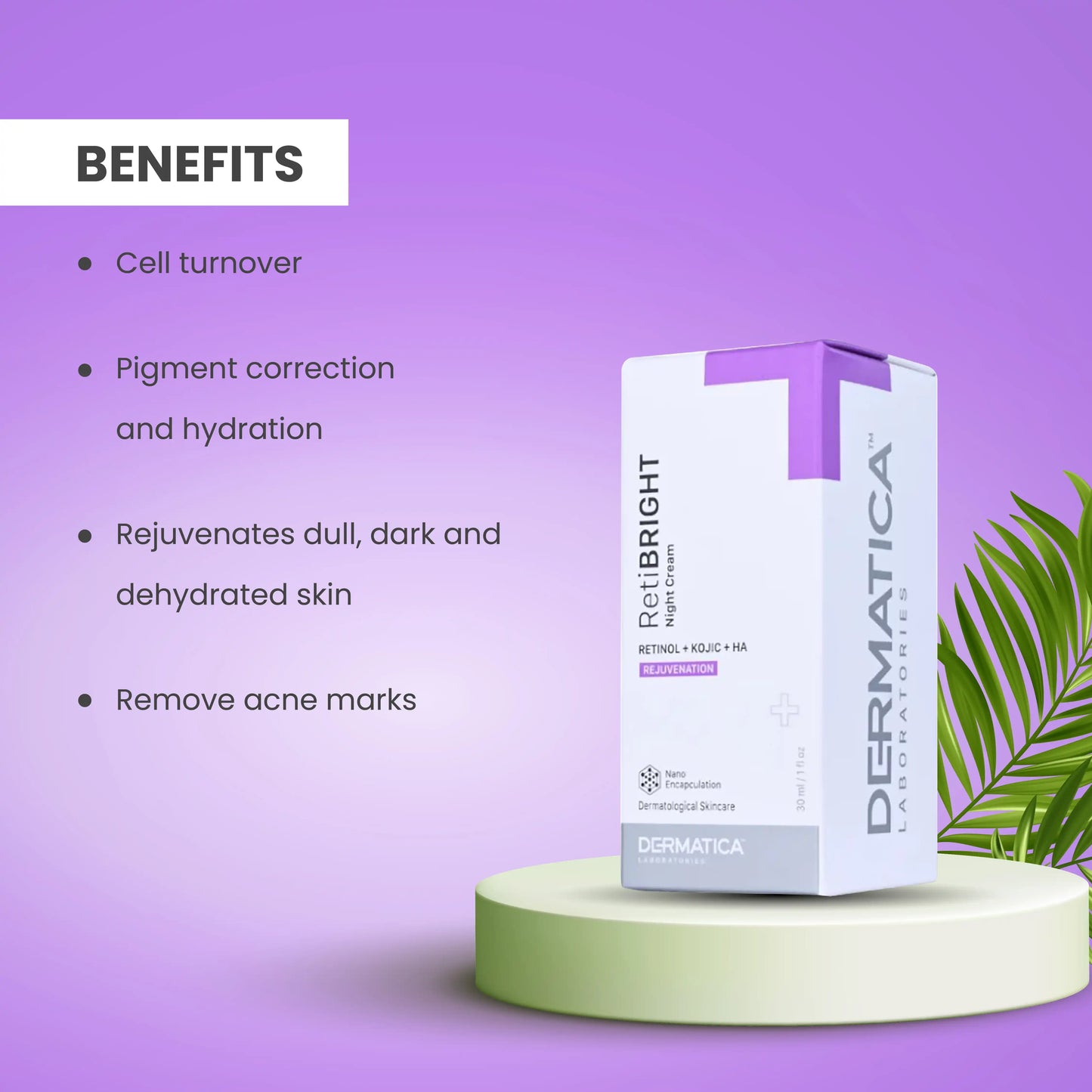 Dermatica RetiBright Night Cream |Reduces acne marks caused after acne breakouts.