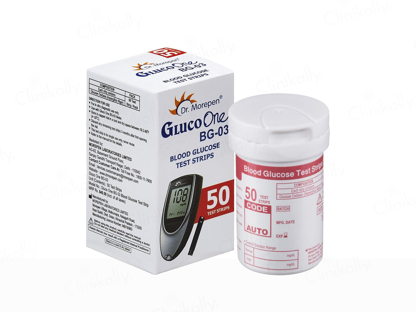 Dr. Morepen GlucoOne BG-03 Blood Glucose Monitoring System Combo Pack (Meter + 50 Strips)