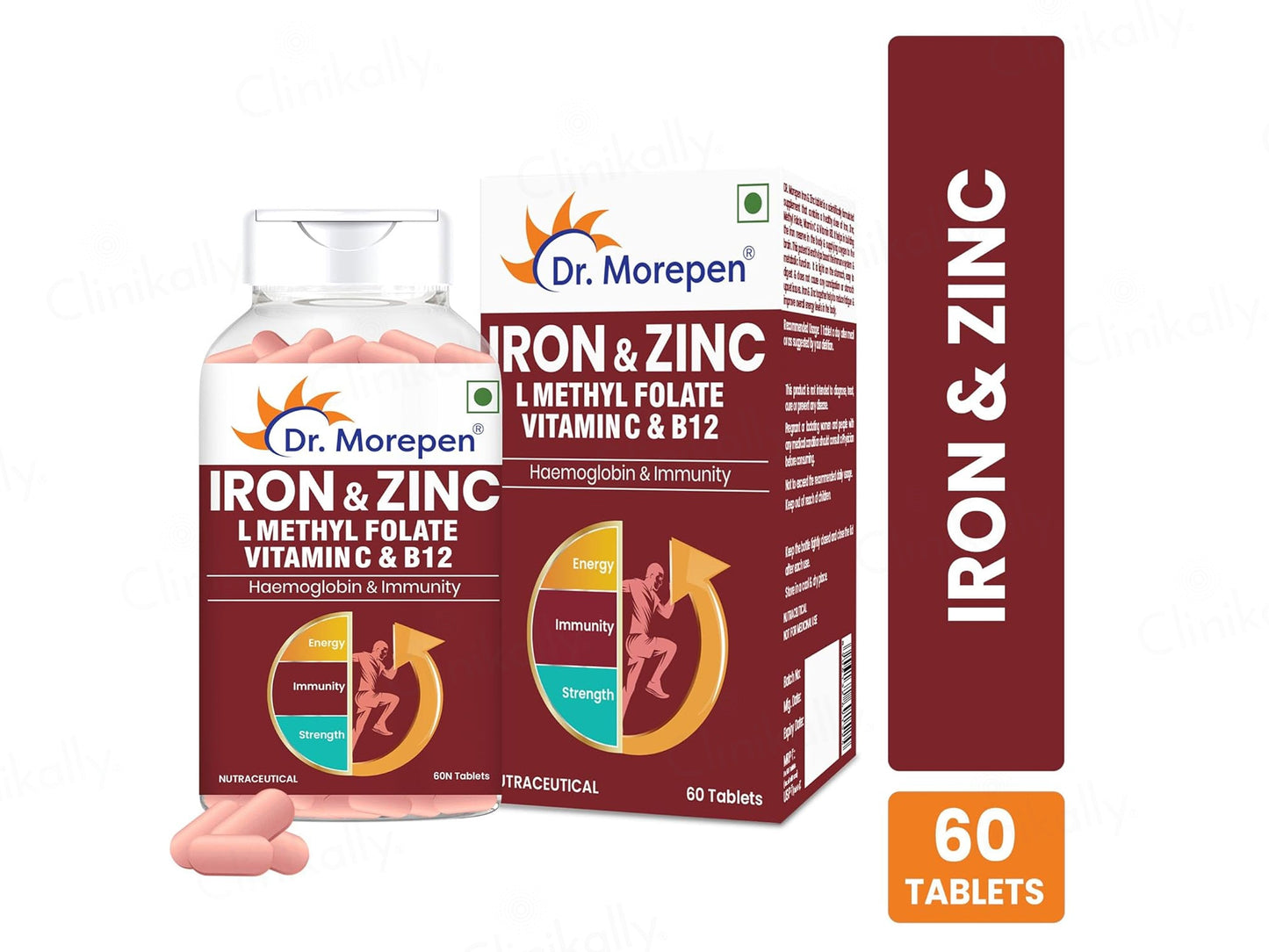 Dr. Morepen Iron & Zinc, L-Methyl Folate, Vitamin C & B12 Tablet