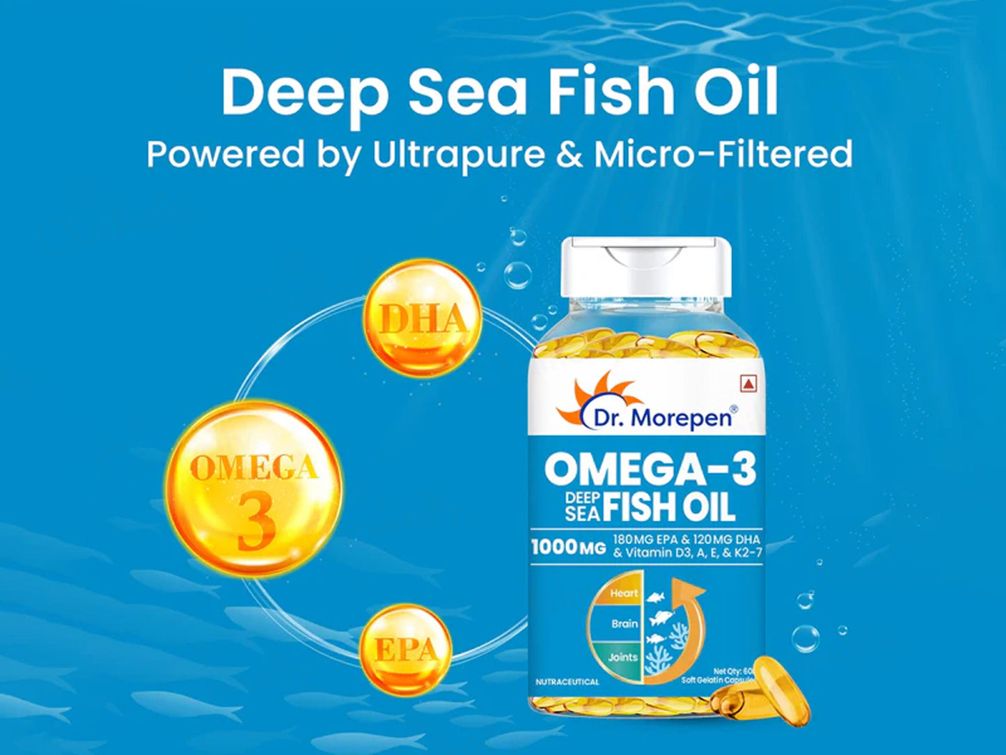 Dr. Morepen Omega-3 Deep Sea Fish Oil 1000mg Soft Gelatin Capsule