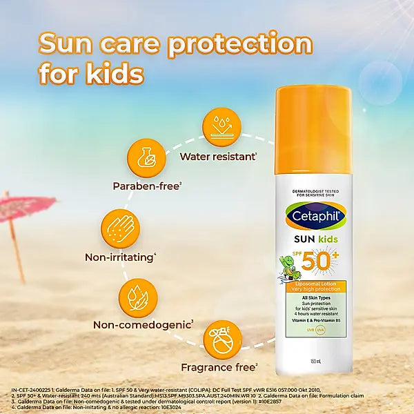 Cetaphil Sunscreen For Kids SPF 50 For All Skin Types | Sun Protection 4 hours water resistant-150ml
