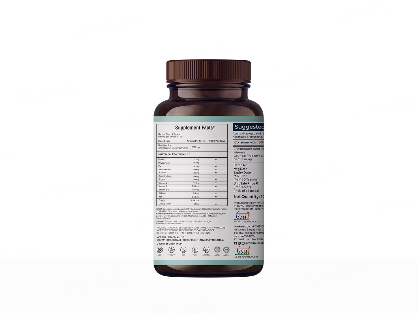 Miduty Blue Spirulina With Phycocyanin Coating Tablet