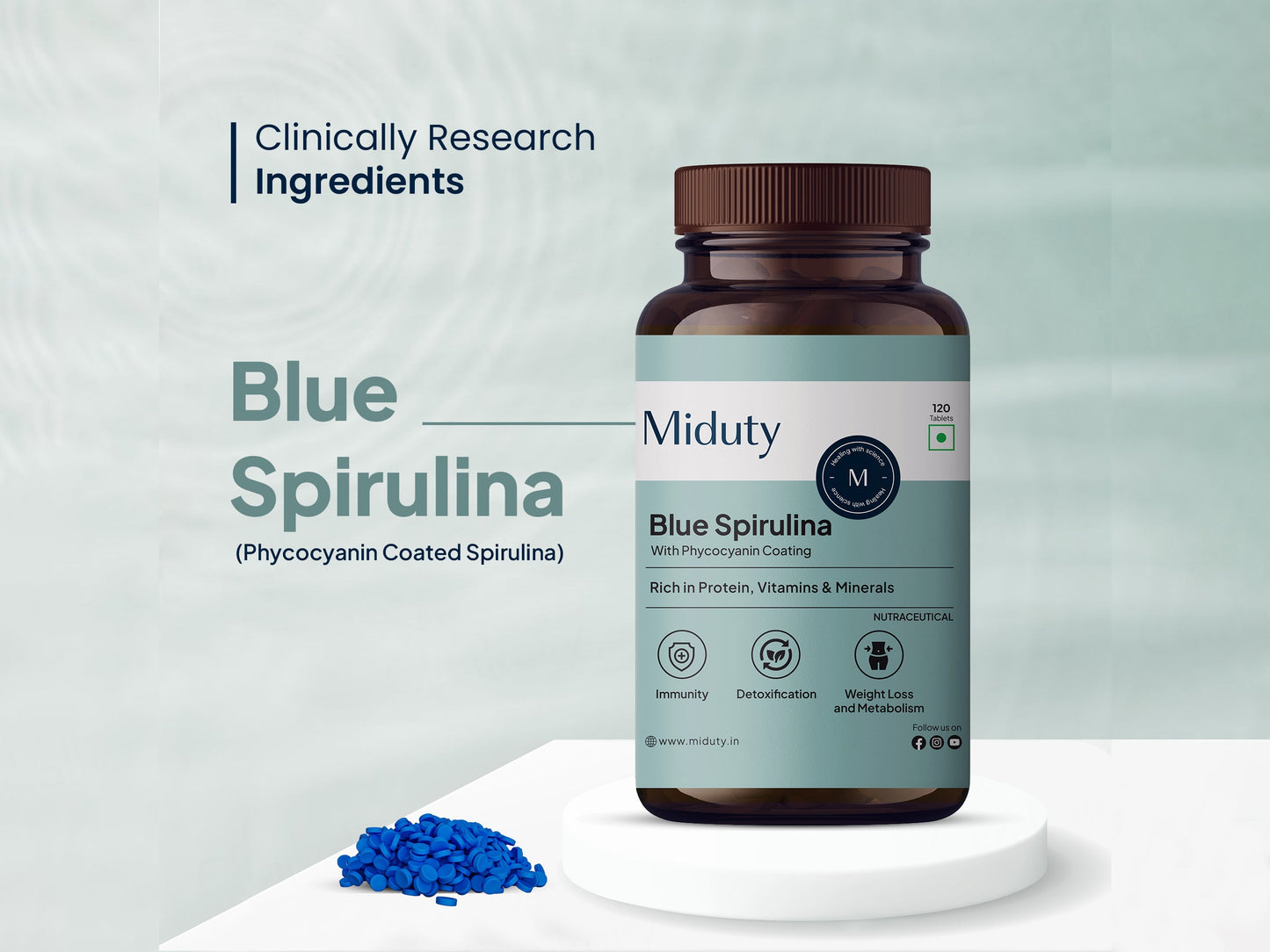 Miduty Blue Spirulina With Phycocyanin Coating Tablet