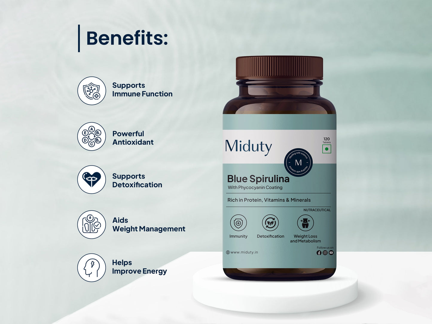 Miduty Blue Spirulina With Phycocyanin Coating Tablet