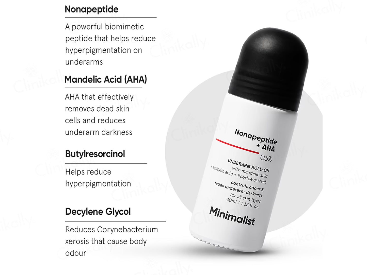 Minimalist Nonapeptide + AHA 6% Underarm Roll-On