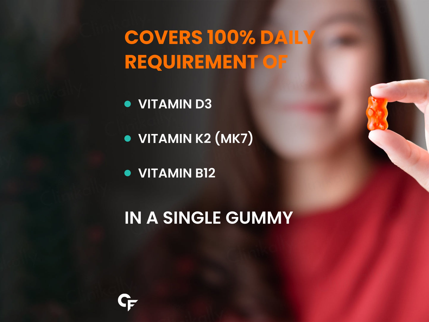 Carbamide Forte Vitamin D3 + Vitamin K2 MK7 + Vitamin B12 Gummies - Mango Flavour