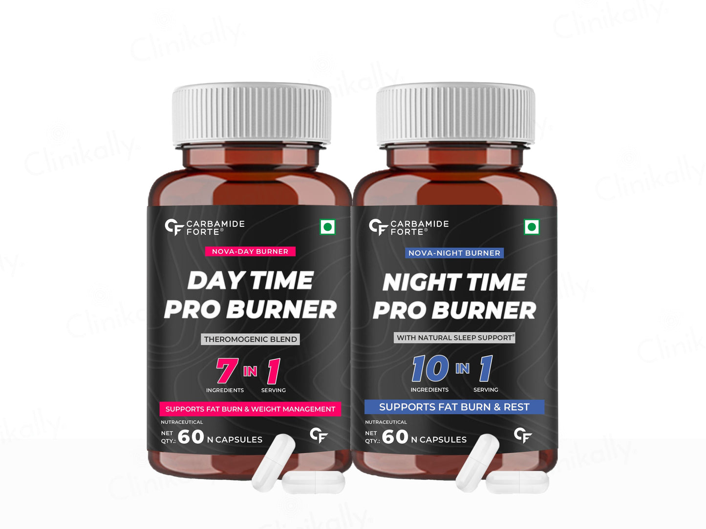 Carbamide Forte Night Time & Day Time Pro Fat Burner Capsule Kit Combo Pack