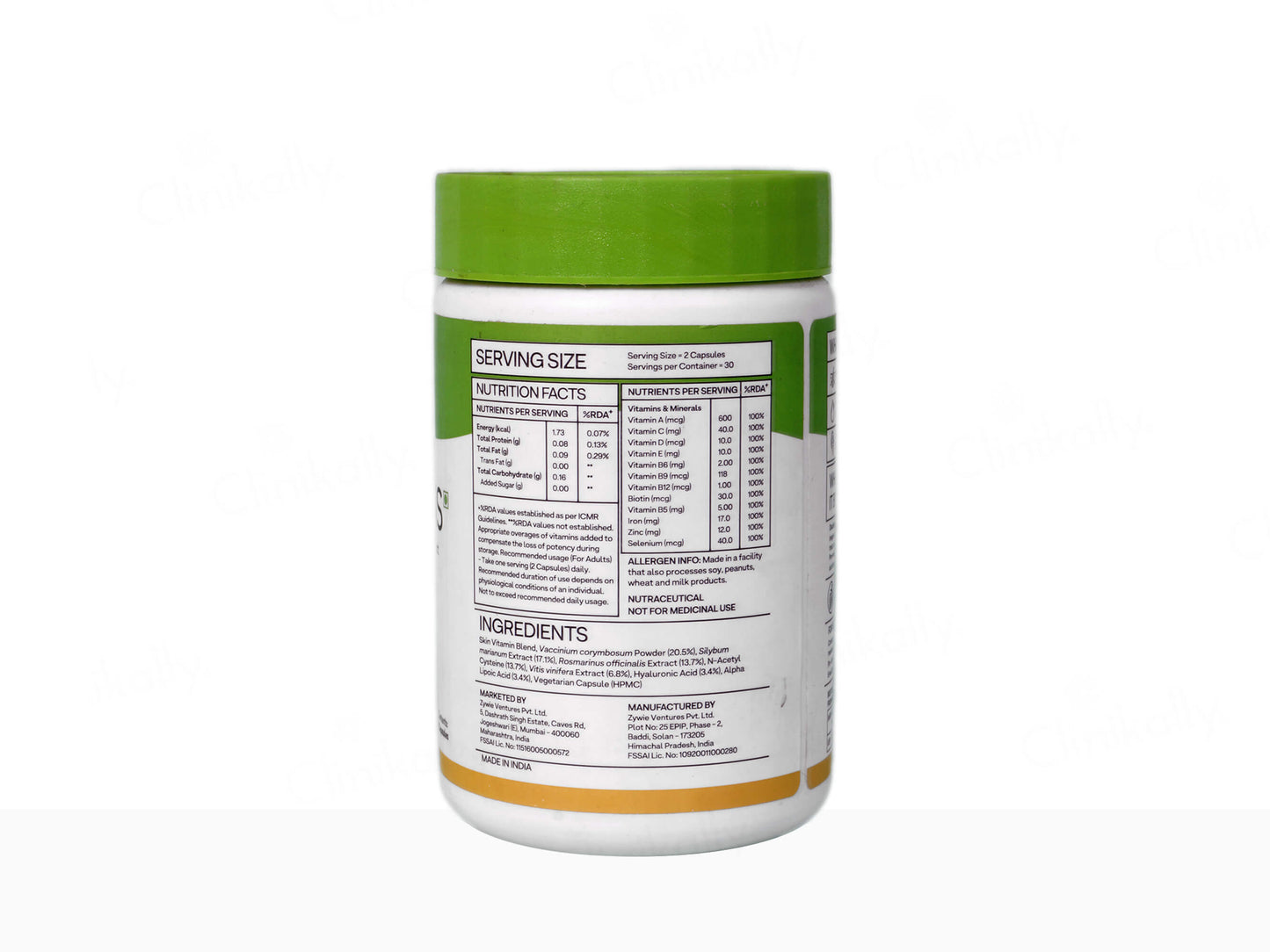 OZiva Skin Vitamins With Hyaluronic Acid and Grape Seed Extract Capsule
