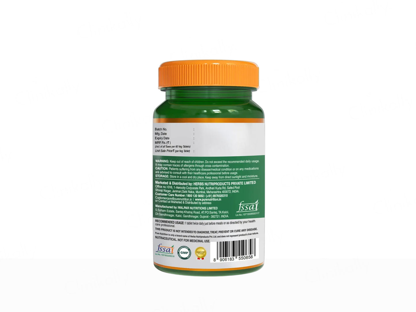 Pure Nutrition Berberine 98% With Jambubeej, Karela & Fenugreek Extract Veg Tablet