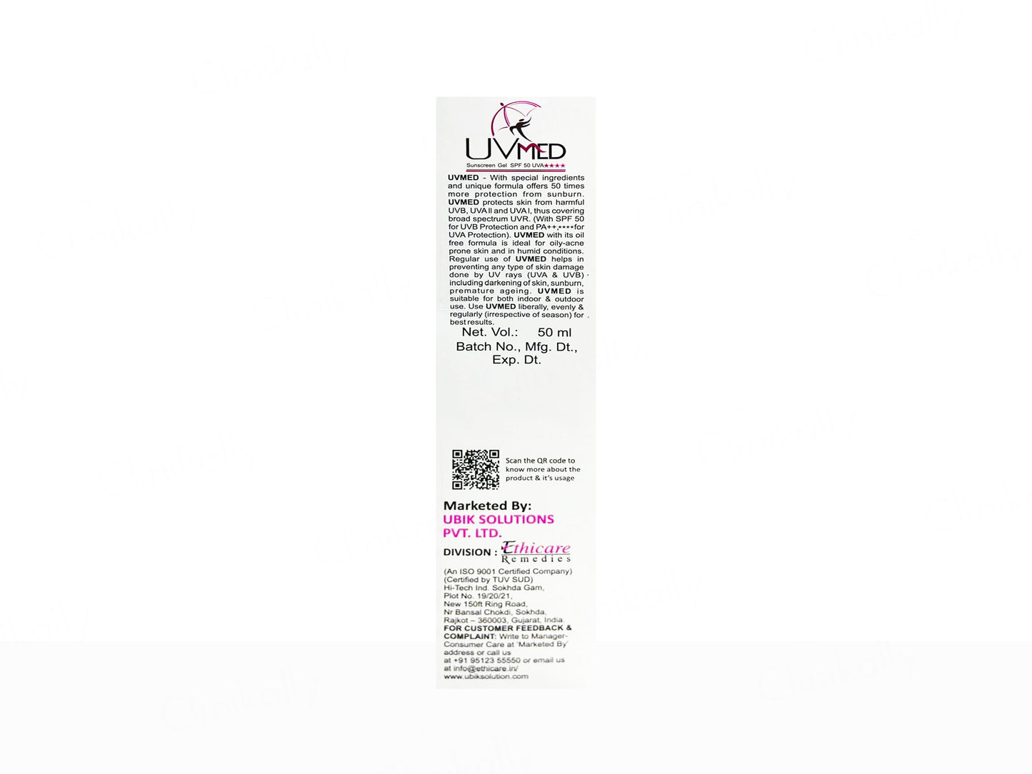 Uvmed Tinted Sunscreen Gel SPF 50