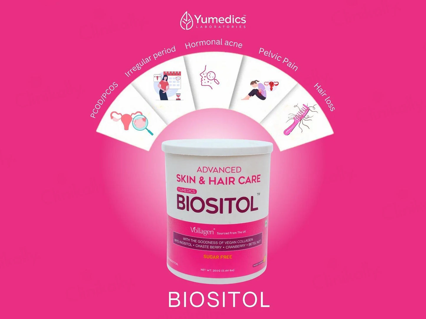 Yumedics Biositol Advanced Skin & Hair Care Vegan Collagen Powder - Mango Flavour