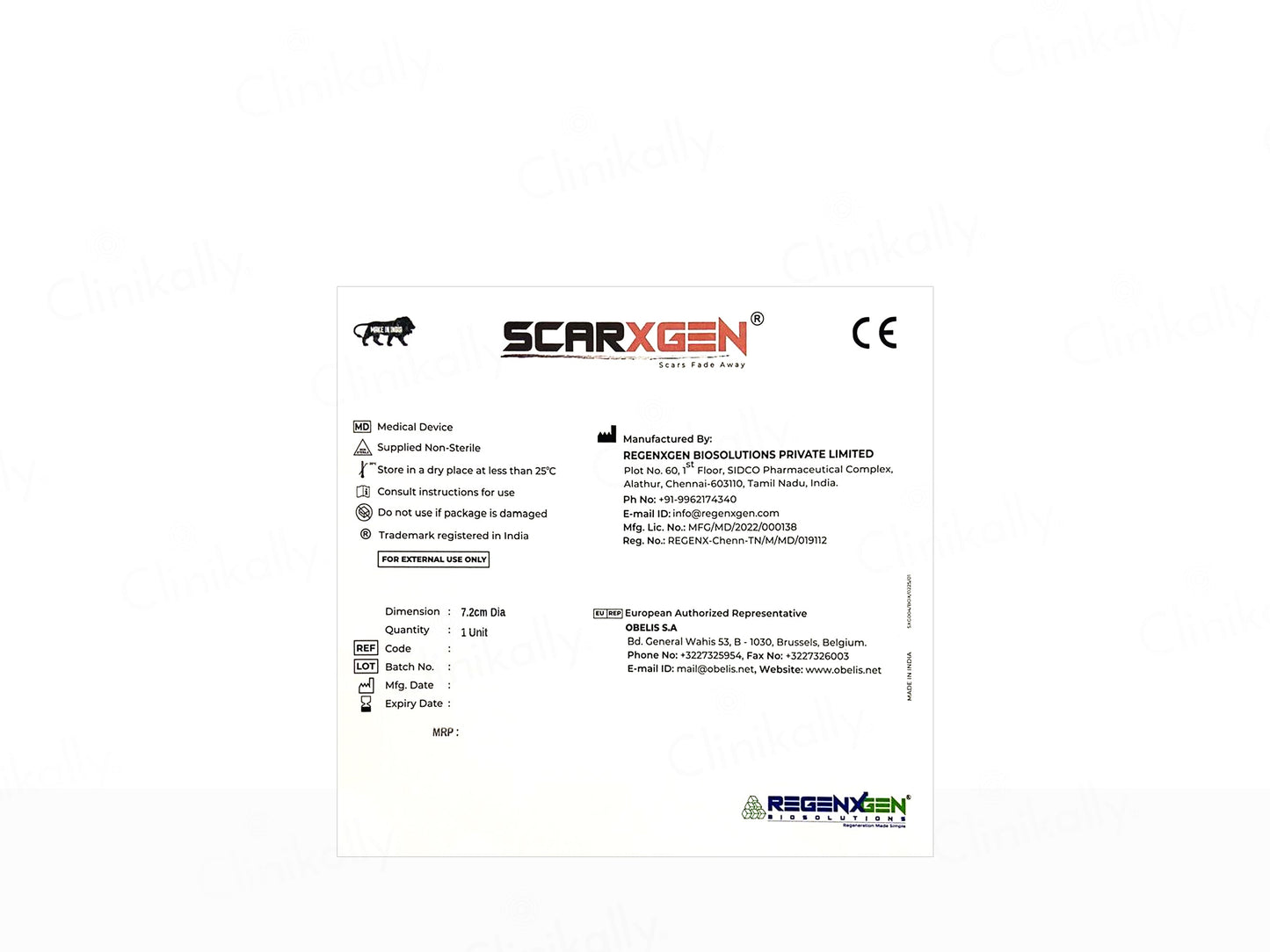 Scarxgen Silicone Gel Sheet For Hypertrophic Scars & Keloid