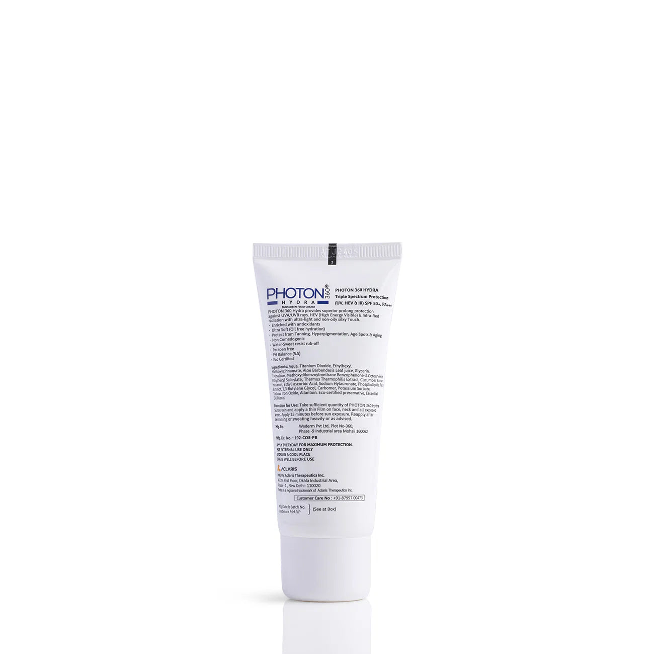 Aclaris Photon 360 Hydra Sunscreen Fluid Cream SPF 50+
