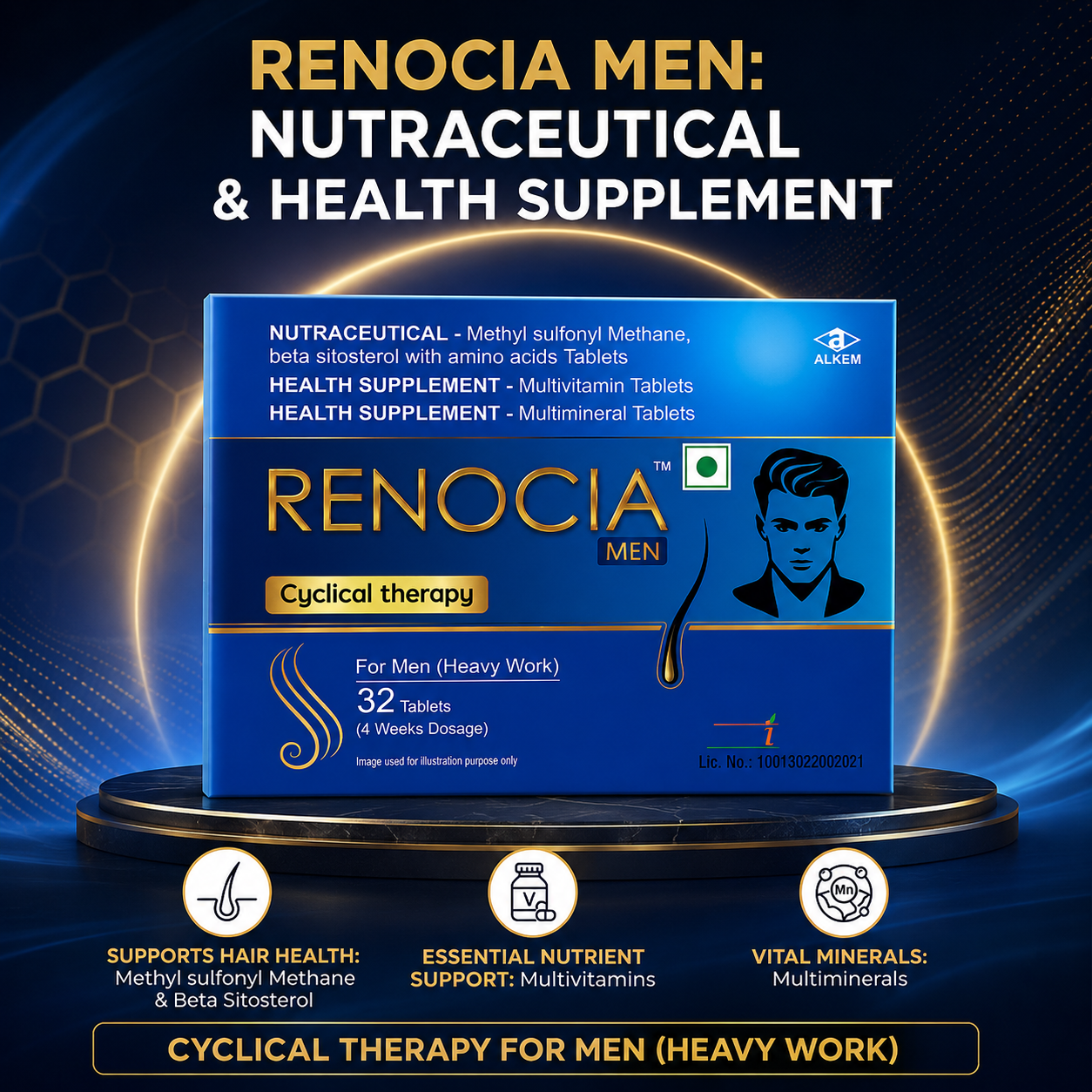 Alkem Renocia Men Hair Cyclical Therapy Nutraceutical Tablet For Men