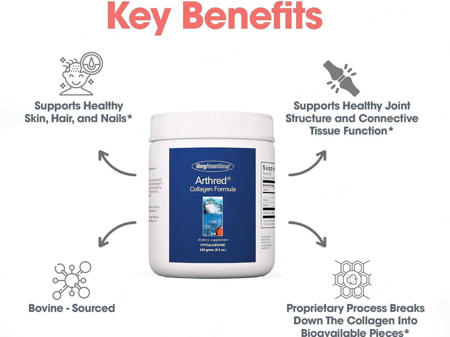 Allergy Research Group Arthred Collagen Formula Dietary Supplement Powder