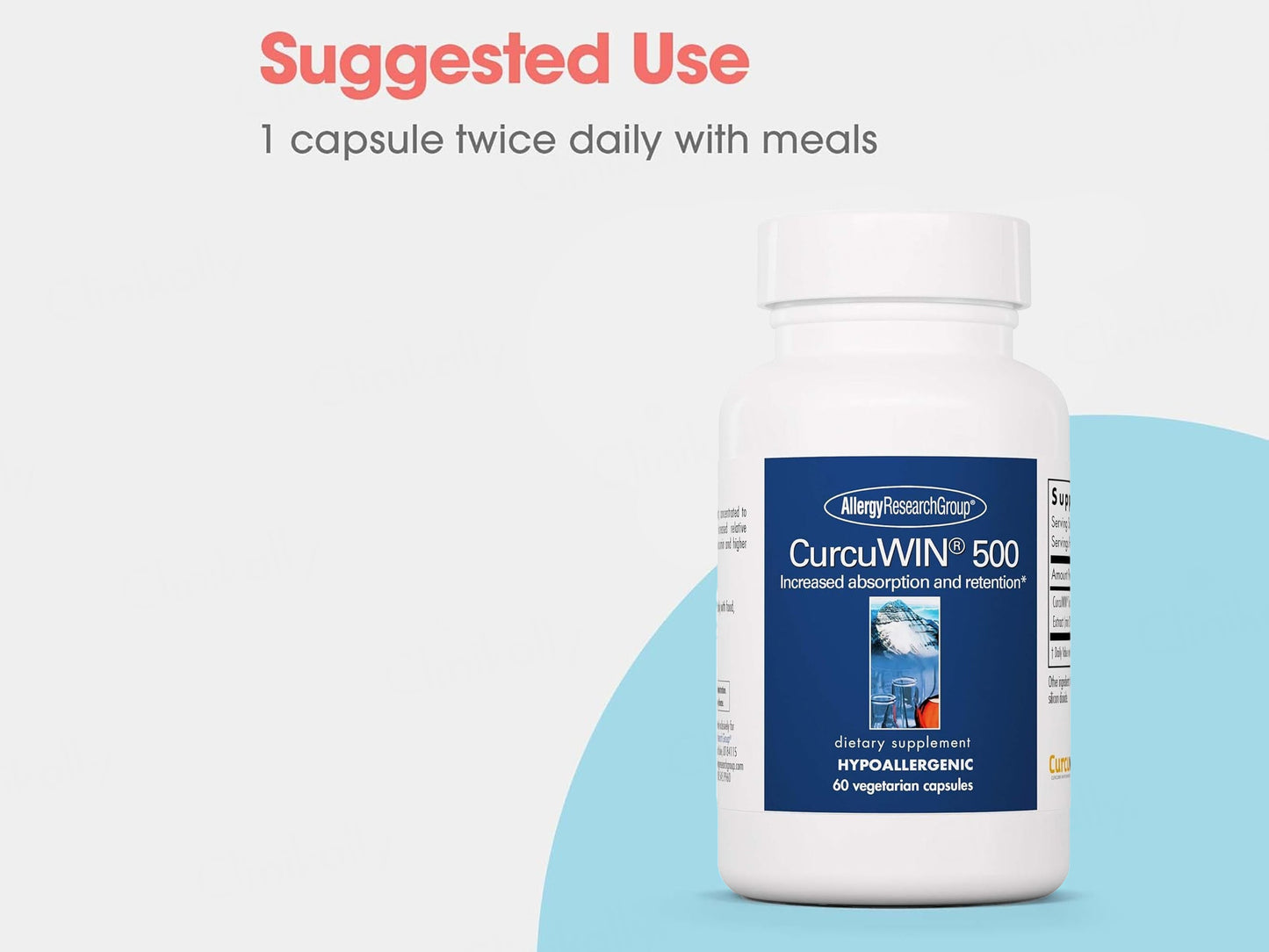 Allergy Research Group Curcuwin 500 Dietary Supplement Vegetarian Capsule