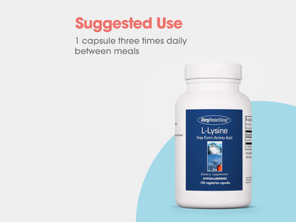 Allergy Research Group L-Lysine Free Form Amino Acid Dietary Supplement Vegetarian Capsule