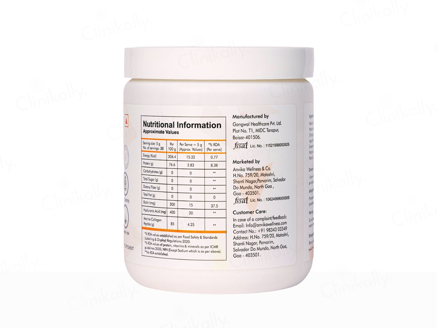 Anvika Marine Collagen Health Supplement Powder - Orange Flavour