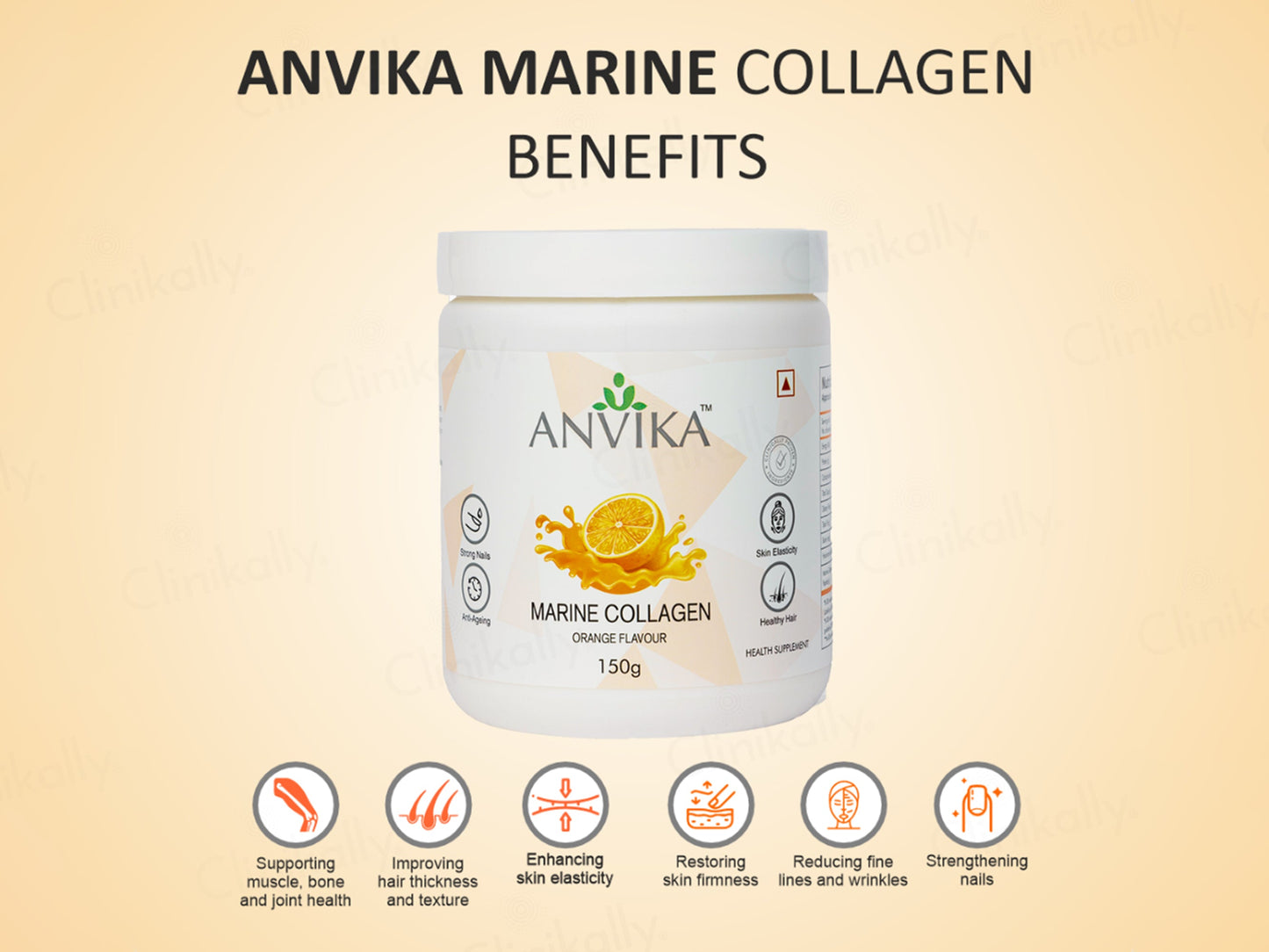 Anvika Marine Collagen Health Supplement Powder - Orange Flavour