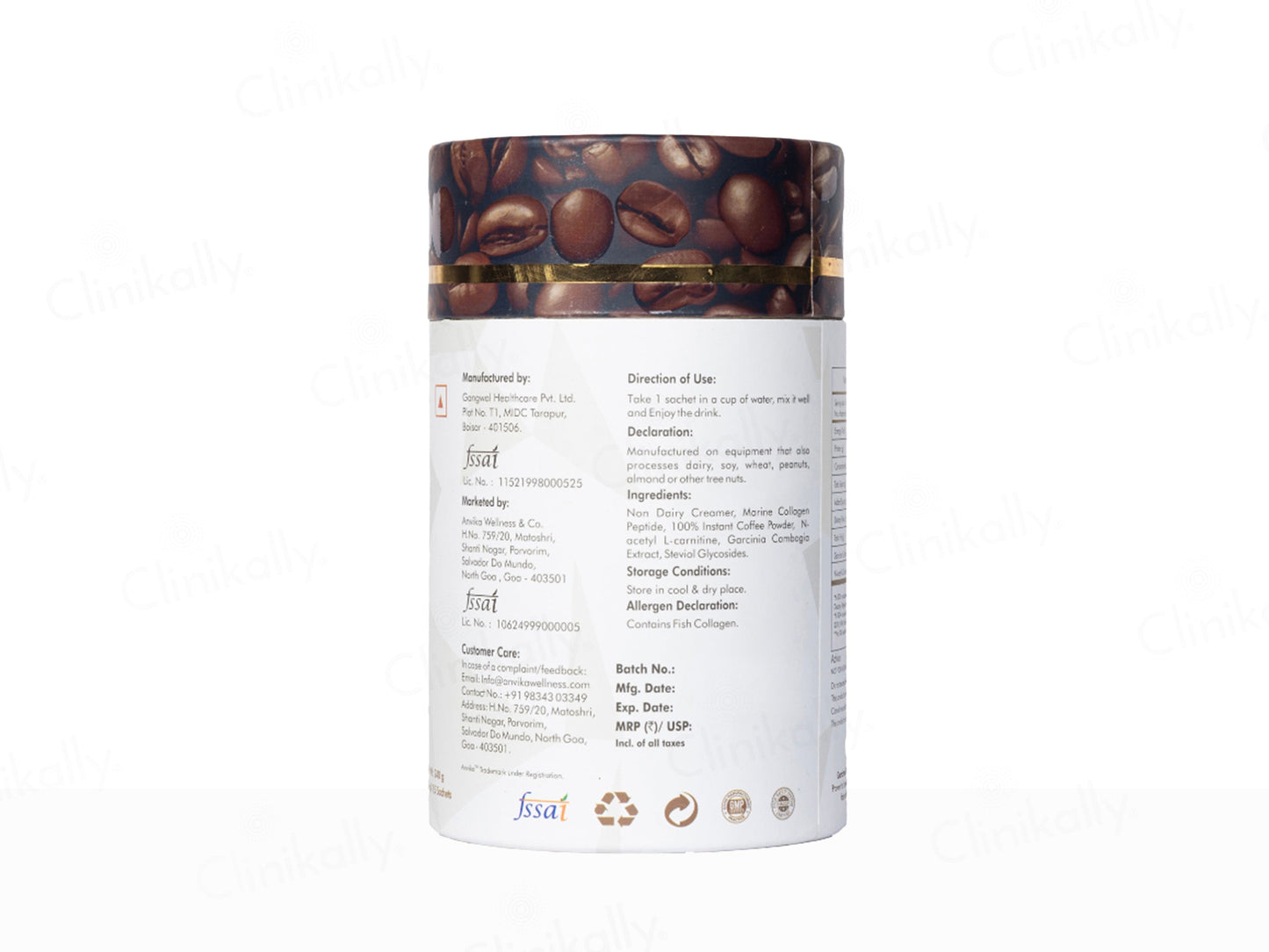 Anvika Slender Collagen Health Supplement Powder - Coffee Flavour