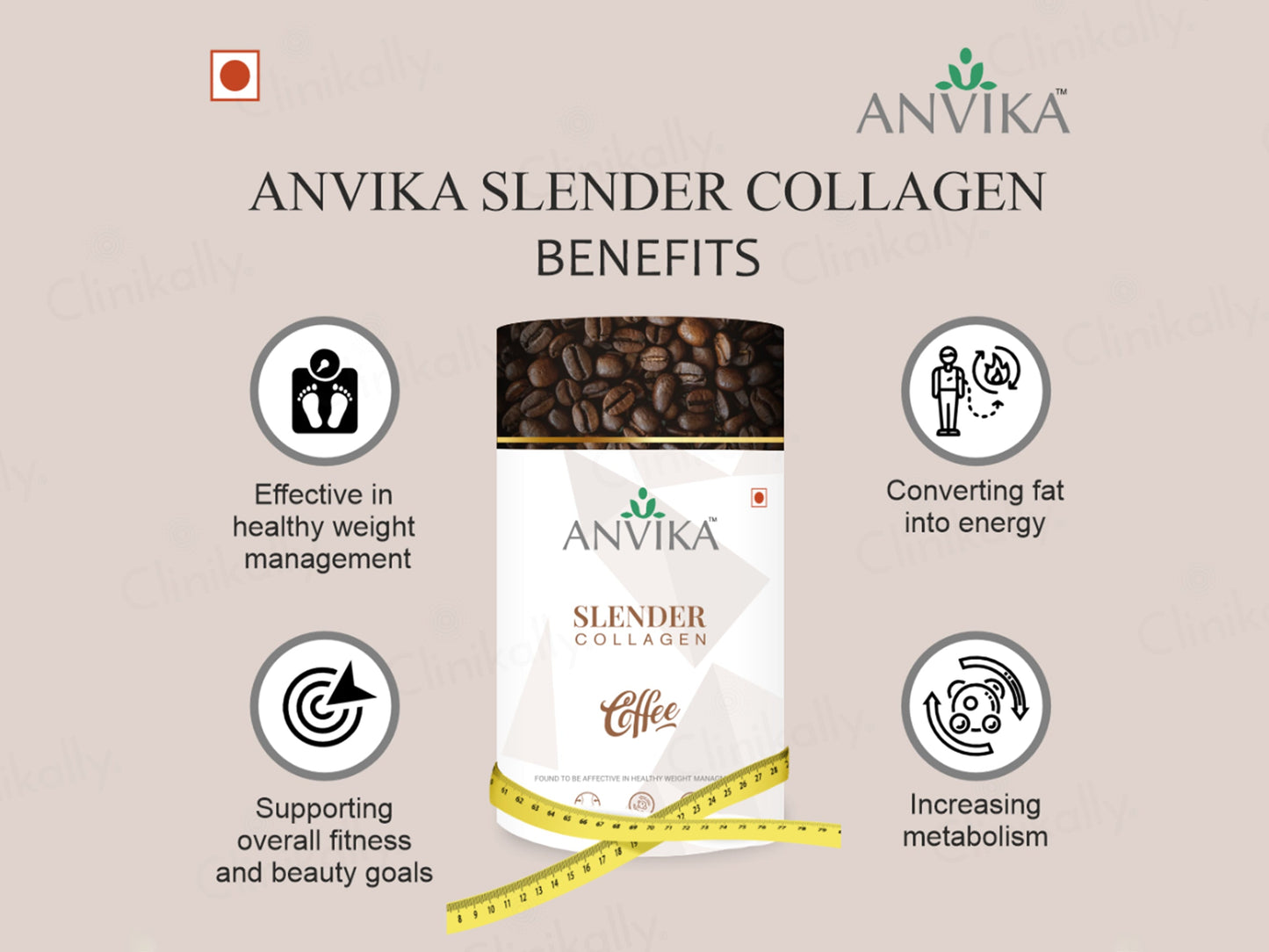 Anvika Slender Collagen Health Supplement Powder - Coffee Flavour