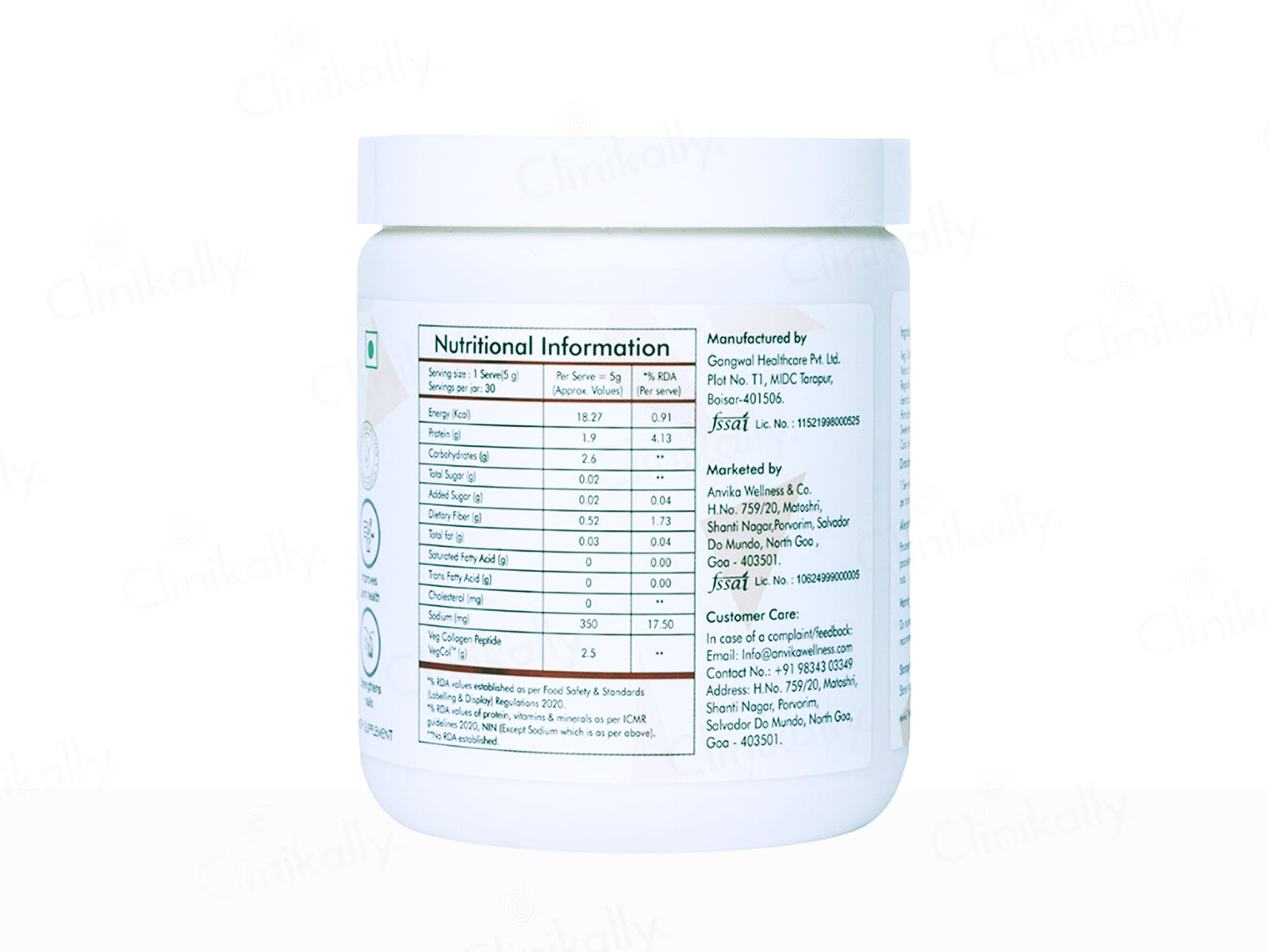 Anvika Veg Collagen Health Supplement Powder - Strawberry Flavour