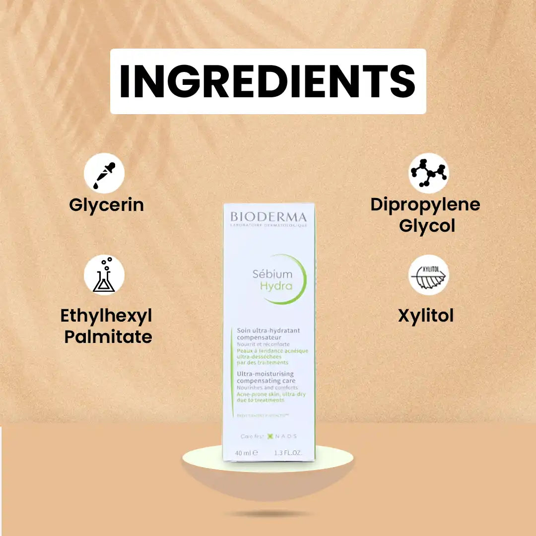 Bioderma Sebium Hydra Intensely skin moisturises for dry acne-prone skin- 40ml