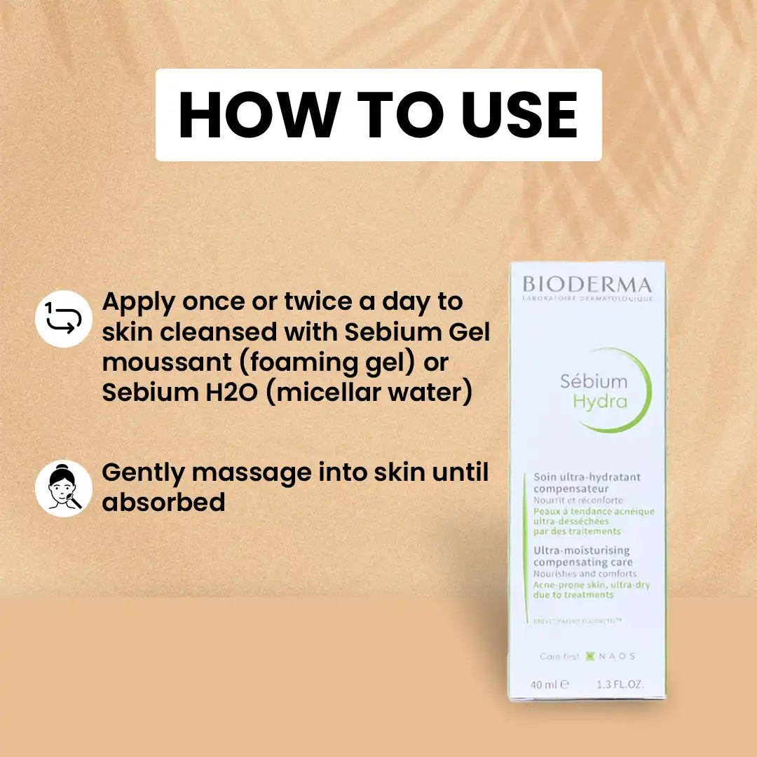 Bioderma Sebium Hydra Intensely skin moisturises for dry acne-prone skin- 40ml