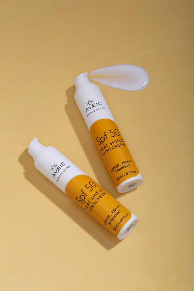 Aveil SPF 50 Gel With Heat Shield preventing sun damage UV light Infrared rays