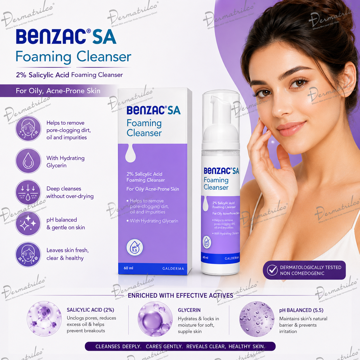 Benzac SA Foaming Cleanser For Oily Acne Prone Skin