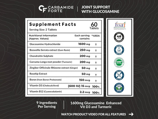 Carbamide Forte 9 In 1 Joint Support With 1600mg Glucosamine Nutraceutical Tablet
