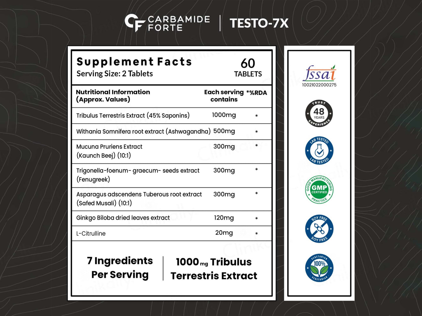 Carbamide Forte Testo-7X Nutraceutical Tablet For Men
