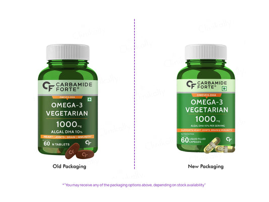 Carbamide Forte Vegetarian Omega-3 1000mg With Algal DHA 10% Liquid Filled Capsule