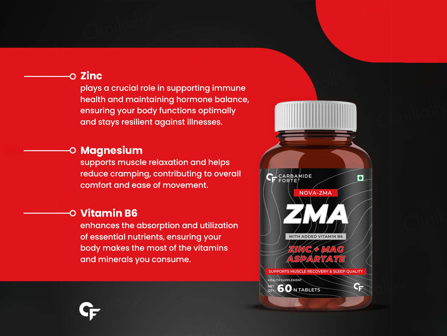 Carbamide Forte ZMA - Zinc, Magnesium Aspartate & Vitamin B6 Tablet