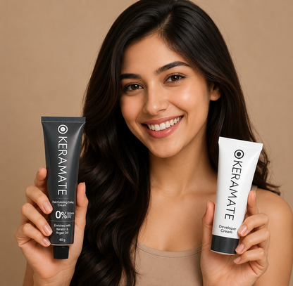 KeraMate Natural Black Hair Colouring Cream