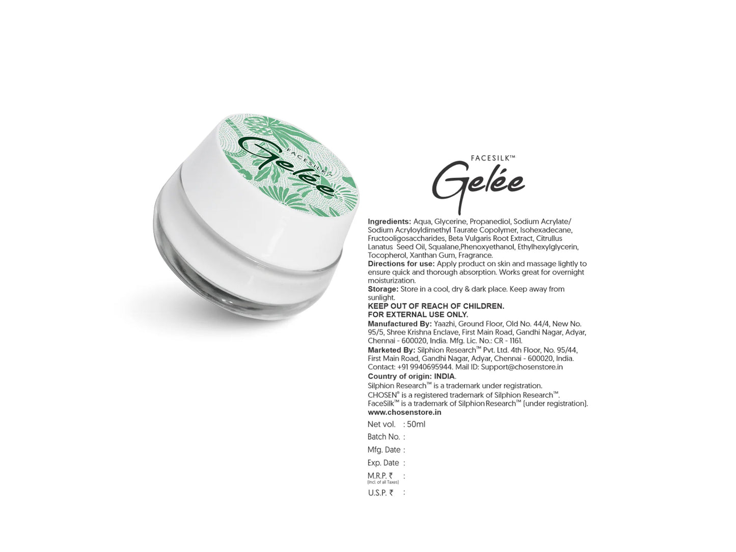 Chosen Facesilk Gelee Face Moisturizer