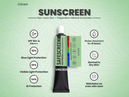 Chosen Safescreen Polypodium Universal Mineral Sunscreen Lotion SPF 50+ PA+++