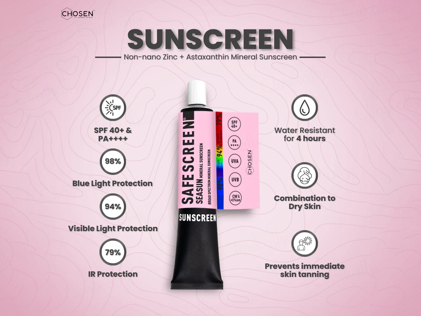 Chosen Safescreen Seasun Mineral Sunscreen SPF 40+ PA++++
