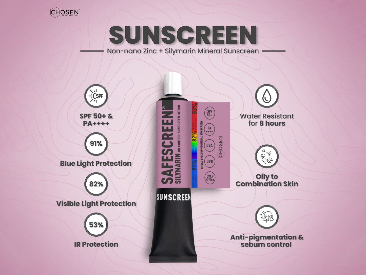 Chosen Safescreen Silymarin Oil Control Mineral Sunscreen Lotion SPF 50+ PA++++