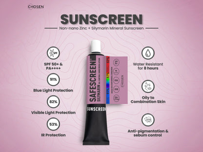 Chosen Safescreen Silymarin Oil Control Mineral Sunscreen Lotion SPF 50+ PA++++