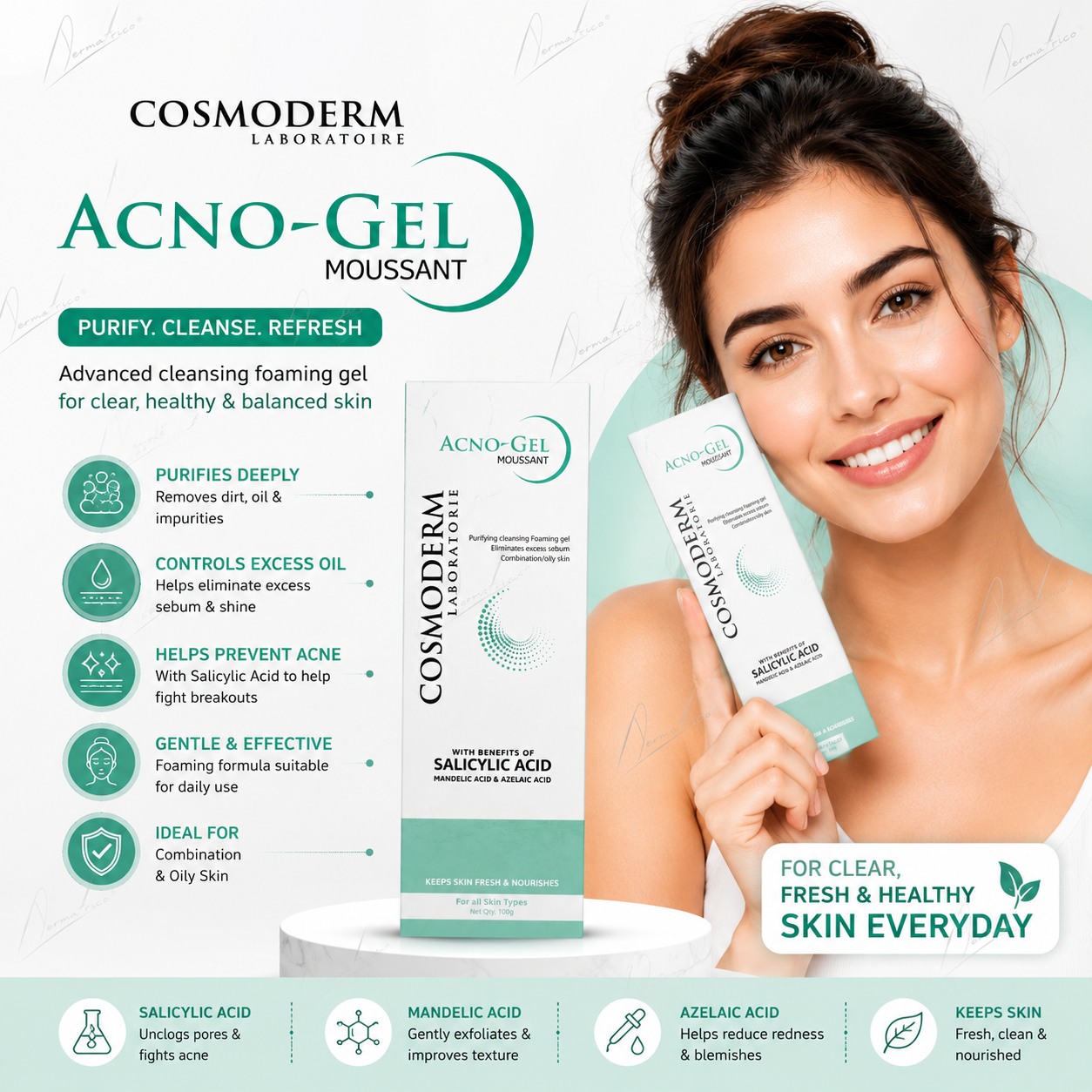 Cosmoderm Acno-Gel Moussant Foaming Face Wash